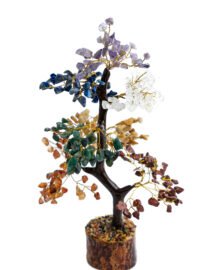 CHARM INFINIA 300 Beads Seven Chakra Crystal Tree with Wooden Bark & Base – Handmade Chakra Healing Tree for Balance Energy and Home Décor (500, Multicolor)